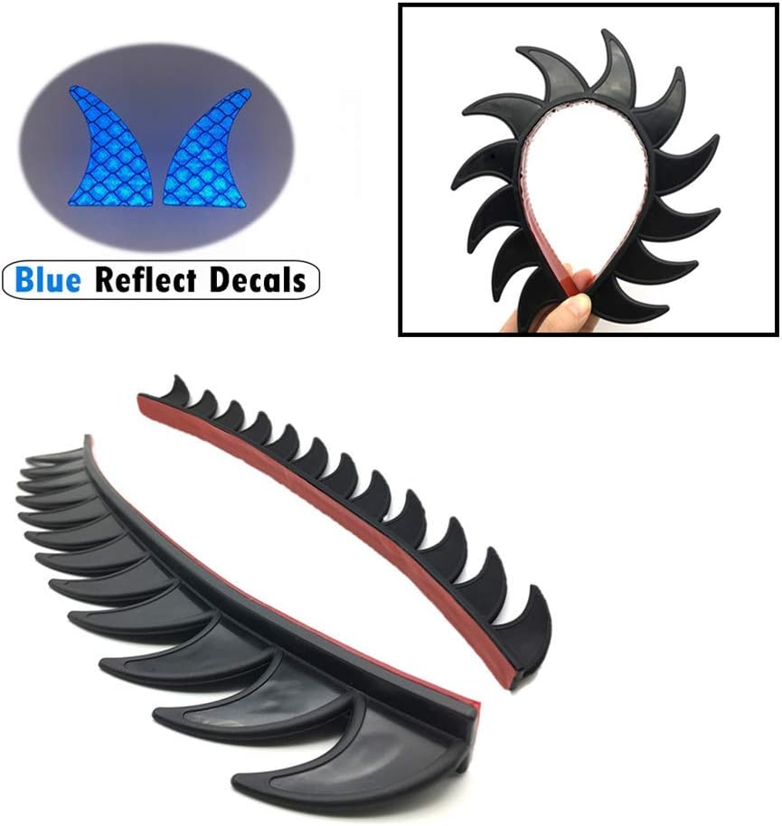 New Sawblade Rubber Helmet Mowahk Strip Spikes Black with Blue Helmet Decals(Helmet not Included)