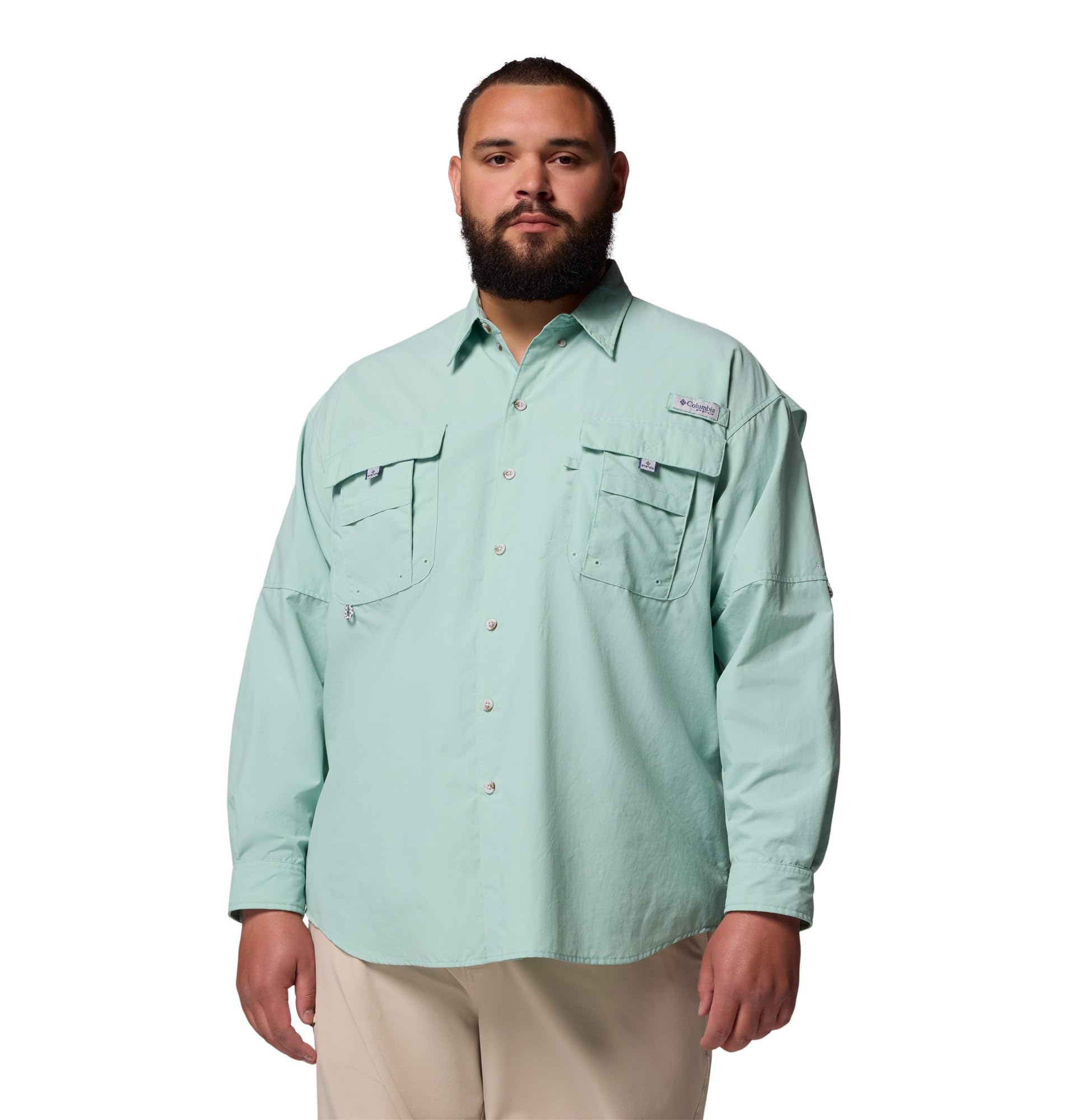 Columbia Mens PFG Bahama II Long Sleeve Fishing Shirt, Misty Jade, 3X Image