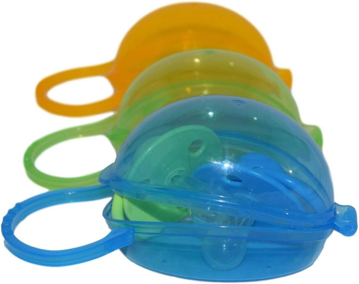 Baby Pacifier Case by Akeekah | 3 Pack for Boys | Soothie Pacifier Holder Case and Paci Pod with Awesome Colorful Designs | Safe BPA Free Nippleshield Carrying Case with Free Eco-Friendly Mesh Bag