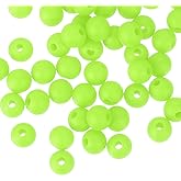 uxcell 50Pcs 6mm Silicone Beads, Round Loose Rubber Bead Bulk Focal Beads for DIY Keychain Pens Bracelets Jewelry Making (Fluorescent Green)