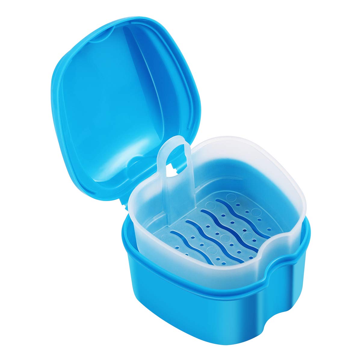 ROSENICE Denture Case, Denture Bath Box Case Dental Orthodontic Retainer, False Teeth Storage Case Box with Strainer (Sky-blue) : Beauty