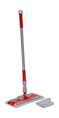 Urbancart Easy Sweeper Wet & Dry Dual Action Floor Flat Mop for All Surface with 1 Mop Set with Free Additional Mop Cloth - Red