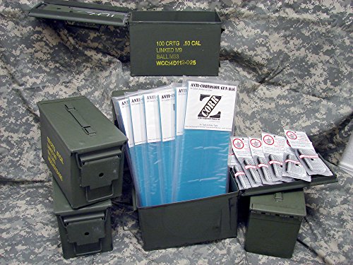 50 Cal Ammo Can Kit, 6 Pack, with ZCORR Ammo Can Liners & 40 gram Desicants