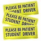 Yacoto 3 Pack Student Driver Stickers Magnet Car Safety Signs - Car Vehicle Reflective Sign Sticker Bumper for New Driver