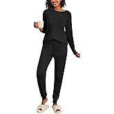 Ekouaer Women's Pajama Sets Casual 2Pcs Sleepwear Long Sleeve Pullover Tops Long Joggers Pants with Pockets