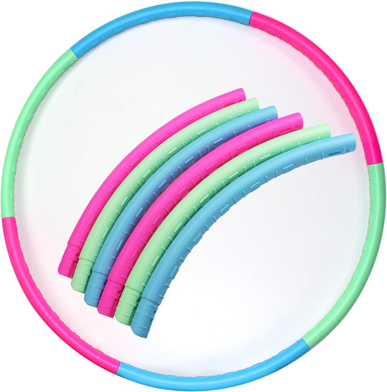 WeiMeet Kids Hoola Circle 27 Inches Detachable Plastic Hoola Circle Detachable Tubes for Hoola Circle with 3 Colors and 6 Sections for Fitness Gymnastics Dance Games Pet Training
