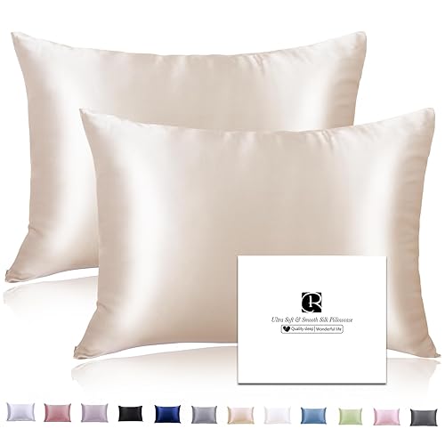 Ravmix Silk Pillow Cases Pack with Zipper, 21momme Mulberry Silk