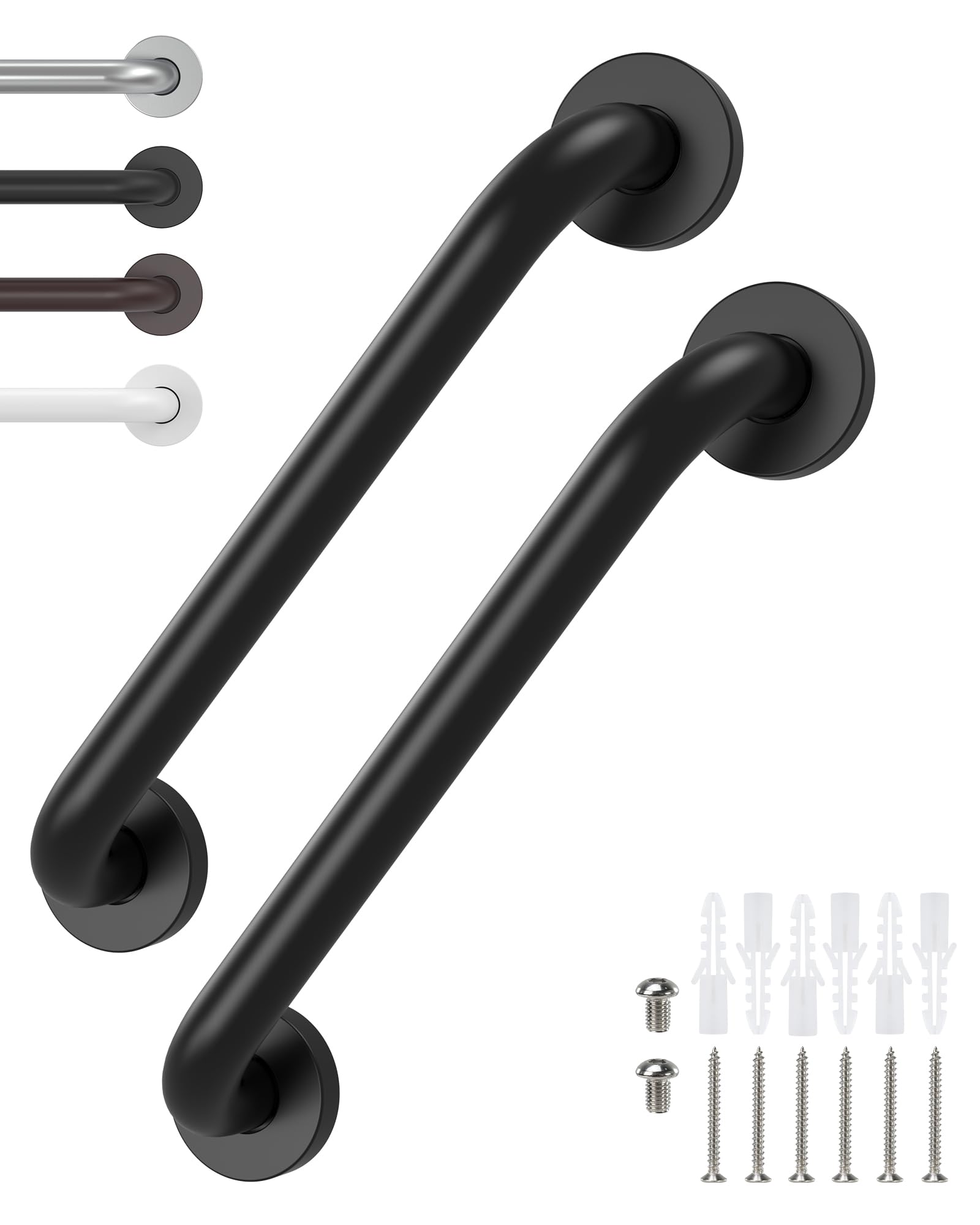 Photo 1 of 2 Pack 12 Inch Grab Bars for Wall Black, Safety Shower Grab Bars for Seniors Elderly Handicapped, Handicap Grab Bars for Shower with Concealed Screws, Tesuchan