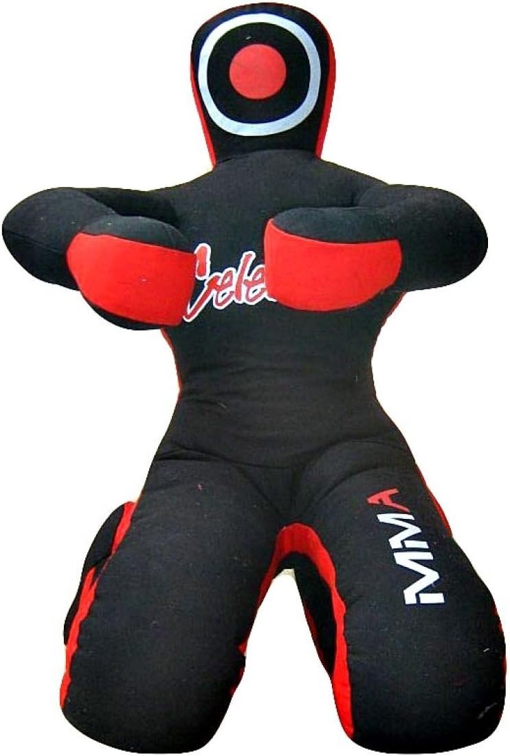 Celebrita MMA Grappling Dummy - Judo Punching Bag, MMA BJJ Jiu Jitsu Sitting Position Hands Front (Black, Unfilled)