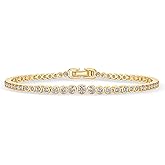 PAVOI 14K Gold Plated Tennis Bracelets for Women - Bezel Set Cubic Zirconia Bracelet - Simulated Diamonds Round, Trillion, Trinity, Radiant, Pear, Valentines Day Heart Cut Stones Wedding Jewelry Gifts for Brides