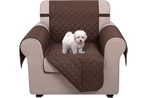 U-NICE HOME Recliner Chair Covers Reversible Chair Cover Pet Covers for Dogs with Elastic Straps Water Resistant Diamond Quilted (23''Recliner Small, Chocolate/Chocolate)
