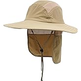 Home Prefer UPF 50+ Mens Wide Brim Fishing Hat with Neck Flap Sun Hat for Men Women Sun Protection Cap