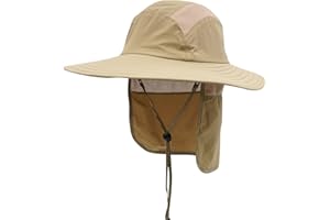 Home Prefer UPF 50+ Mens Wide Brim Fishing Hat with Neck Flap Sun Hat for Men Women Sun Protection Cap