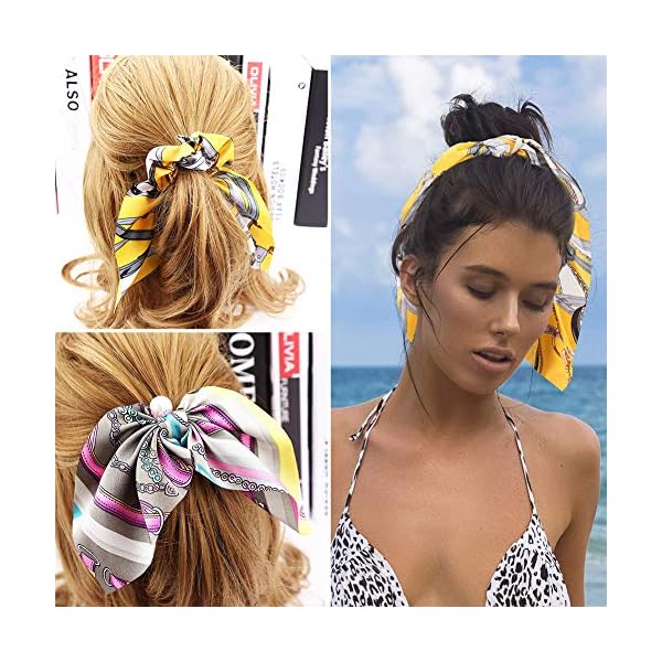 Pañuelo para el Cabello,COTEY 8 Piezas Banda Pelo de Flor de Gasa Universal Portátil Multipatrón Saten Scrunchies de… | DeHippies.com