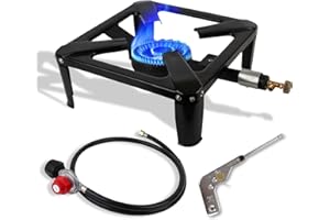 GASPOWOR Heavy Duty 50,000 BTU Burner, Turkey Fryer Single Propane Burner Bayou Cooker, Outdoor Stove for Home Brewing, Maple Syrup Prep, Cajun Cooking