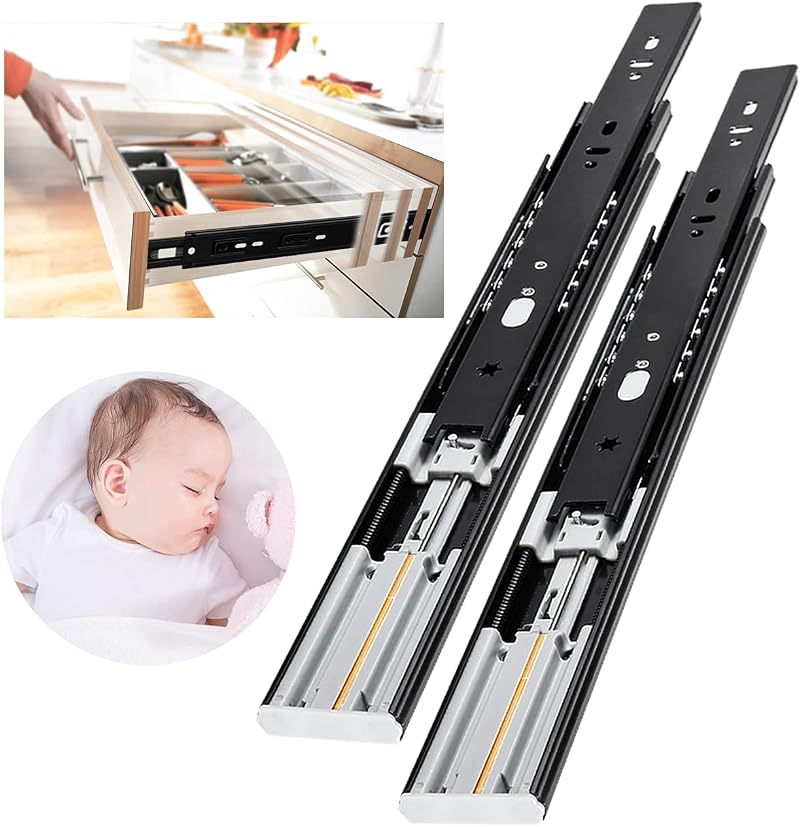 YENUO Soft Close Drawer Runners Full Extension 300-600mm 45kg Pair