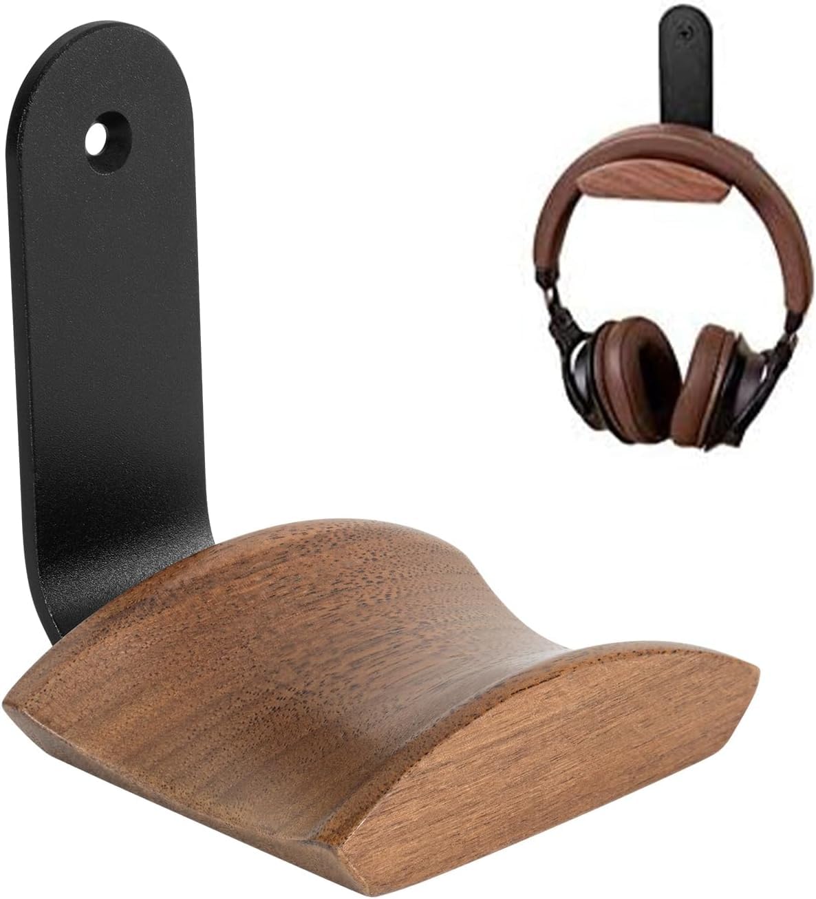 Headset Holder with 6cm Wide Walnut Headrest,Headphone Stand with 3M Tape and Screw,Headphone Holder for Over Ear and Gaming,Headset Stand Suitable for Table and Display Case