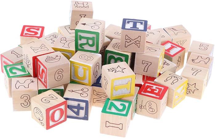 Amazon ウッド製 子供 英語の文字 数字 認知おもちゃ キューブ ブロック スタッキングおもちゃ 木製パズル おもちゃ