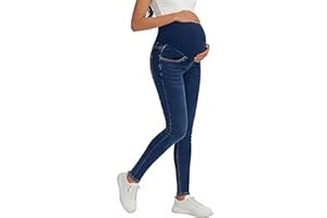 Women's Maternity Jeans Over The Belly Skinny Stretchy Denim Pants Comfy Slim Fit Pregnancy Pant with Pockets