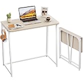WOHOMO Folding Desk, 31.5" Foldable Computer Table for Small Spaces, Oak | Easy Assembly and Fold, Sturdy Home office desks for Study Bedroom Dorm Space Saving Writing Work Apartment
