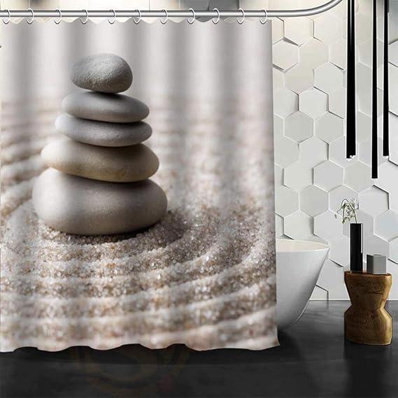KJGTR douchegordijn Zensteen douchegordijn Polyester Fabric ized More