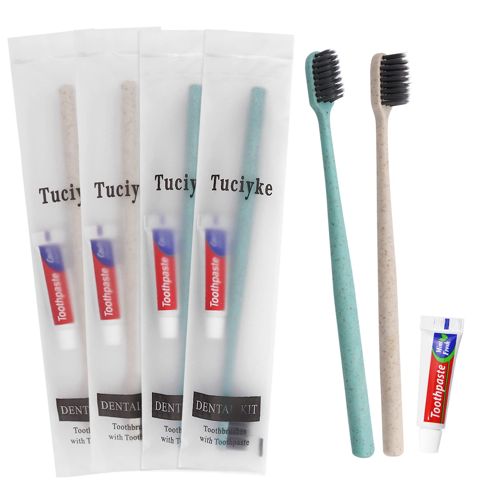 Disposable Toothbrush with Toothpaste Pack of 50,Hotel Toothbrush Set Individually Wrapped Manual Travel Toothbrush Kit for Adults,Kids,Hotel,Homeless,Nursing Home,Charity(Apricot+Green)