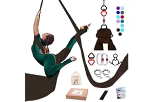 IONTACH Aerial Silks Yoga Swing Set Equipment - 11 Yards Aerial Yoga Hammock kit, Low-stretch fabrics for Beginner Dance, Full Accessories
