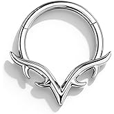 OUFER 16g Septum Rings, Blade Wings Septum Jewelry, V Shape Hinged Segment Clicker, Hypoallergenic Surgical Steel Nose Rings Hoops, Helix Daith Tragus Conch Piercing Jewelry for Women Men Silver/Gold
