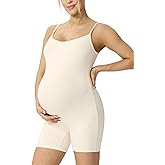 POSHDIVAH Women's Maternity Spaghetti Strap Bodysuit Shorts Pregnancy Bodycon Jumpsuit Sleeveless Tank Top Romper Shapewear