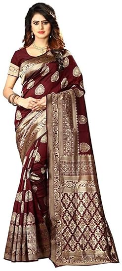 shoppershopee kanjivarm Self Design Banarasi Silk Saree Maroon (Set of 2)
