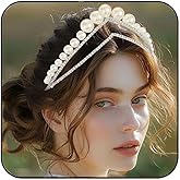 JAKAWIN Pearl Tiara Silver Rhinestone Bridal Headband for Women
