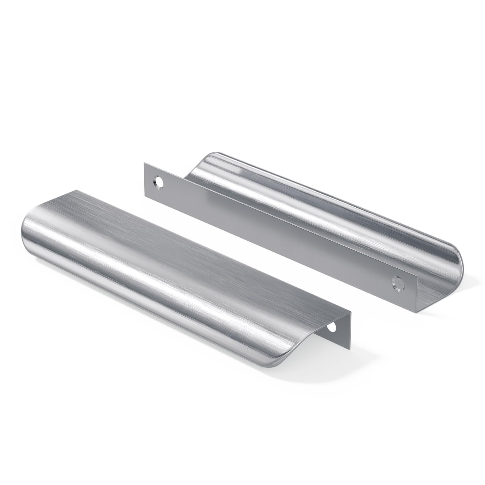 Photo 1 of goldenwarm 50 Pack 5 Inch Finger Pulls Brushed Nickel Handles for Cabinets Silver Dresser Pulls Edge Tab Drawer Hardware for Kitchen Cupboard
