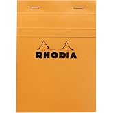 RHODIA 13200C - Stapled Notepad N&deg;13 Orange - A6 - Small Squares - 80 Detachable Sheets - 80G Clairefontaine Paper - Soft, Resistant and Waterproof Coated Card Cover - Basics
