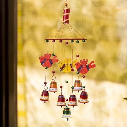 ExclusiveLane ClinkeringMetal Hand-Painted Home Decorative Door Hanging Cum Stylish Balcony Wind Chime (Multicolor)
