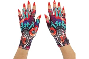 ManiGlovz - The Original UPF 50+ UV Light Protective Nail Gloves for Women, Large, Graffiti