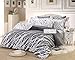 Swanson Beddings Tree 4 Piece 100% Cotton Sheet Set: Fitted Sheet, Flat Sheet and A Pair of Pillowcases (White-Grey, King)