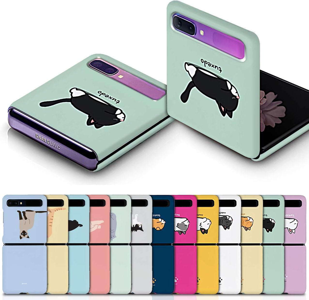 for Samsung Galaxy Z Flip Case Custom Cat Design Character Slim Hard Polycarbonate Shell Cover