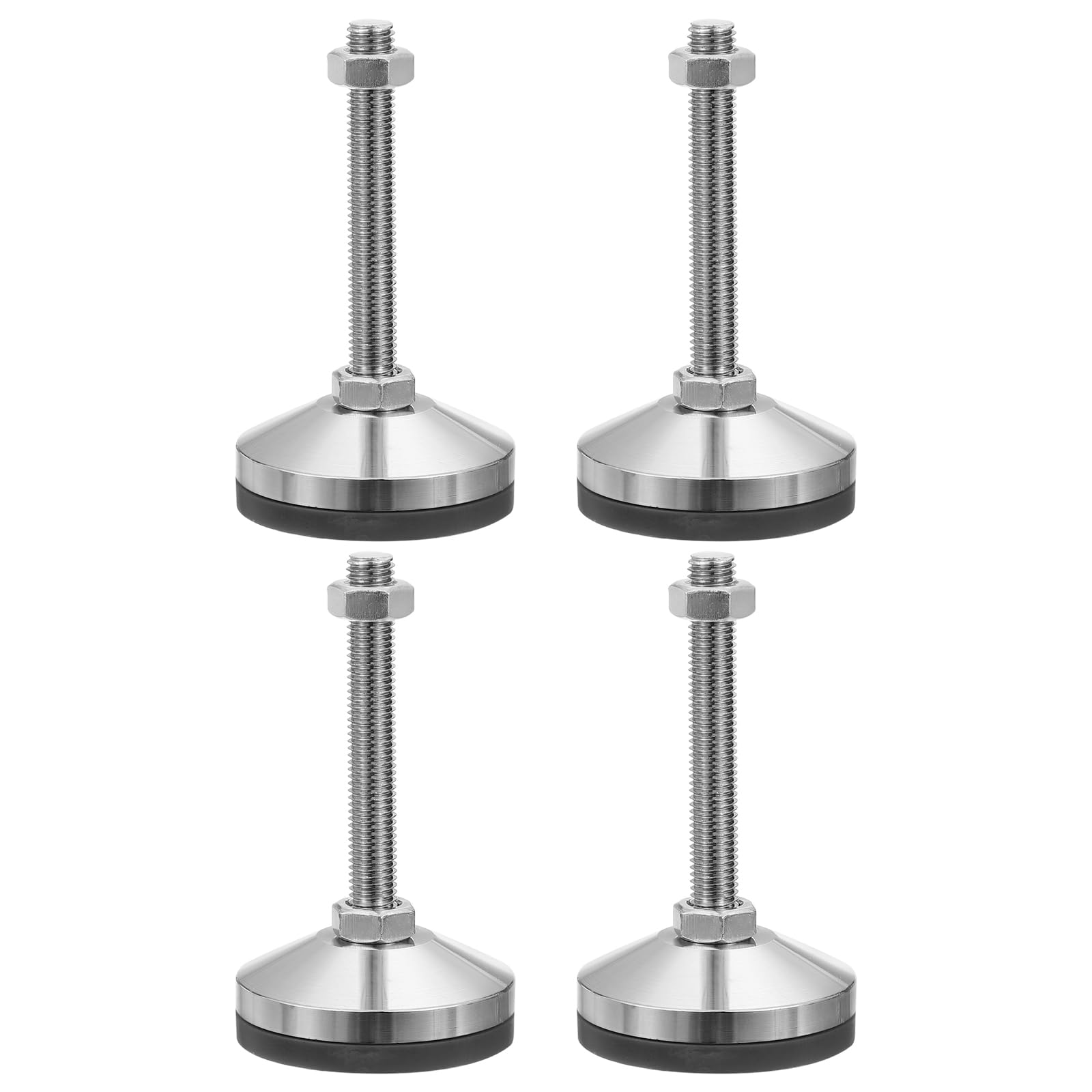 PATIKIL Furniture Leveling Feet 2.4" Dia Base M14 Thread, 4 Pcs Carbon Steel Adjustable Threaded Furniture Levelers Screw on Leg Leveler with Pads for Desk Chair Cabinet, Black