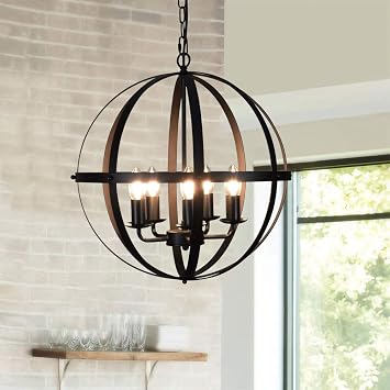 Vintage Farmhouse Chandelier Hanging Lighting E12 Base-Matte Black