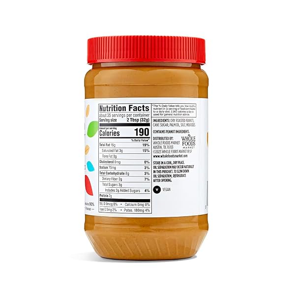 365 BY WHOLE FOODS MARKET, CREAMY PEANUT BUTTER SPREAD, NO STIR, 40 OUNCE