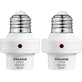 E26 Light Sensor Socket Dusk to Dawn, 300&deg; Rotatable Light Bulb Socket | Dusk to Dawn Photocell Sensor, 300&deg; Adjustable for Outdoor Lighting in Porch, Garage, and Wall Lights, White, 2 Pack