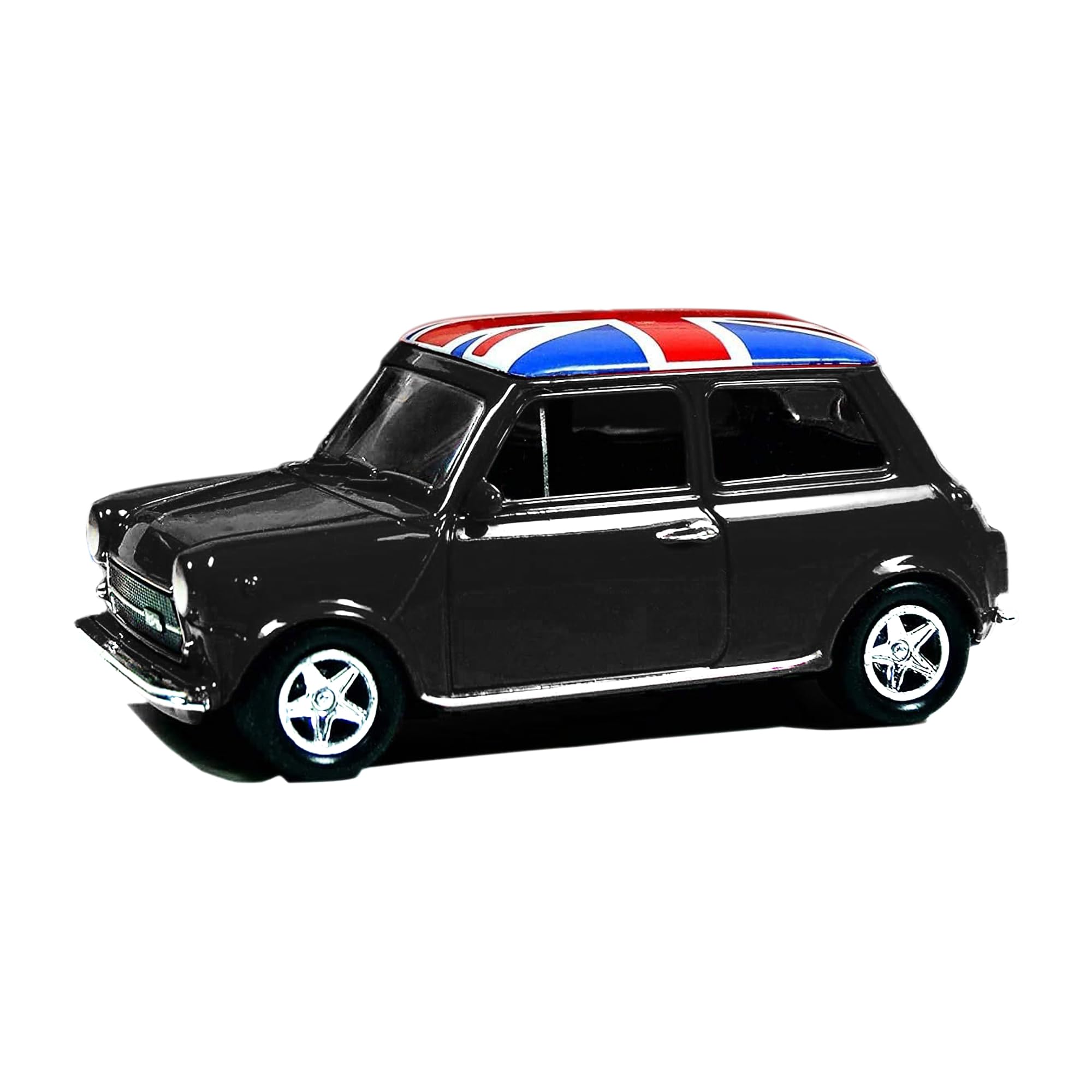 Thomas Benacci Mini Cooper Model with Pull Back Go Action Die Cast Union Jack Model Toy Car Souvenir Gift (Black)