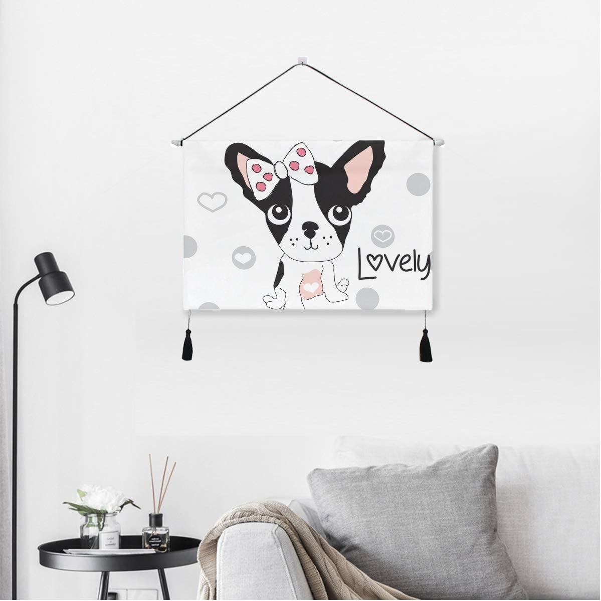 Amazon Co Jp Miscery タペストリー フレンチブルドッグベクトルイラストtシャツグラフィック 壁掛けタペストリー壁画 壁飾り 家 リビングルーム ベッドルーム 部屋 おしゃれ飾り モダンなアート ホーム キッチン