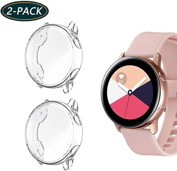Amazon Com 2 Pack Kpyja For Samsung Galaxy Watch Active Screen Protector All Around Tpu Anti Scratch Flexible Case Soft Protective Bumper Cover For Galaxy Watch Active 40mm Smartwatch Clear Clear