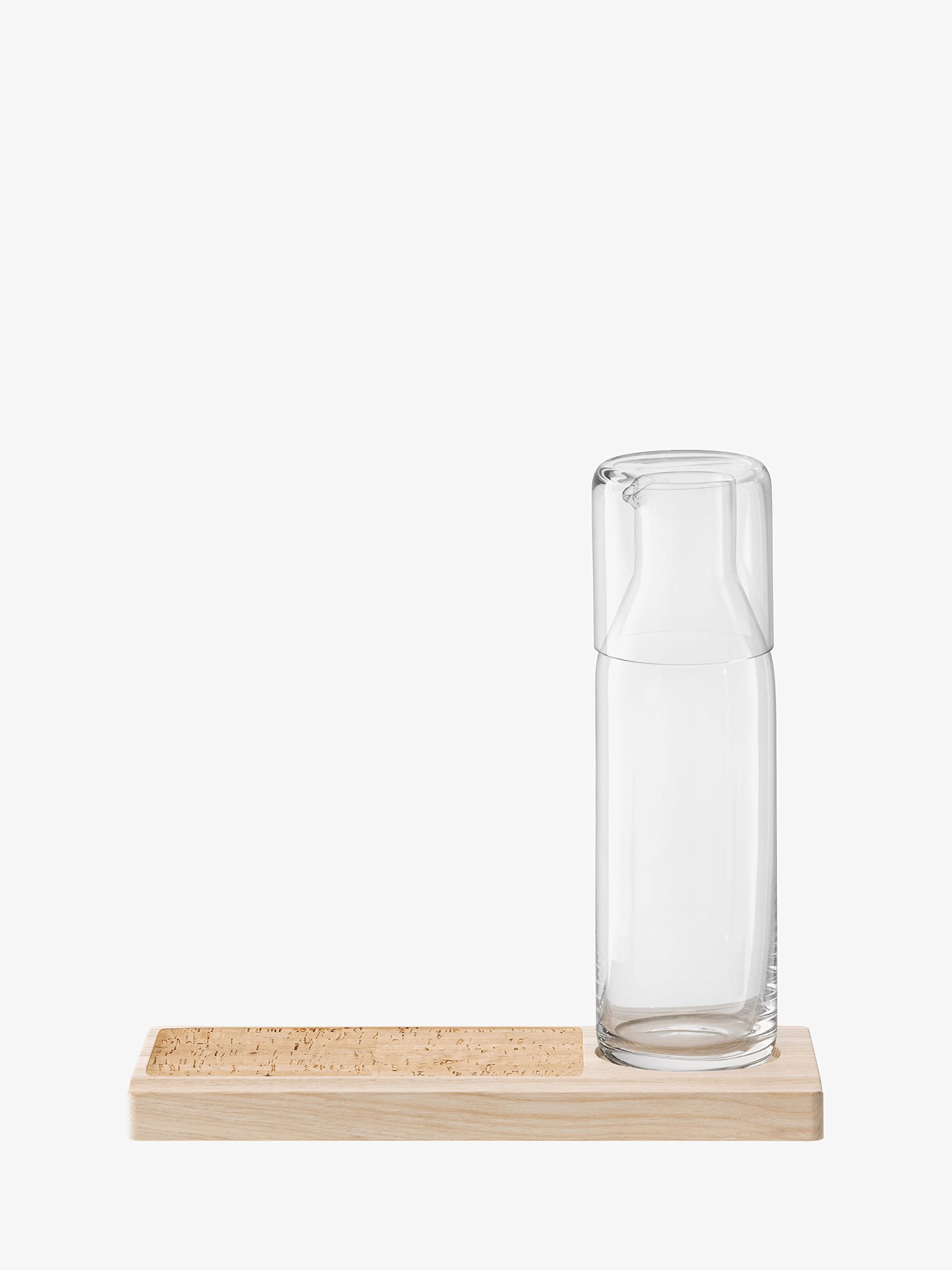 LSA International Plateau Carafe Set L28cm Clear/Ash/Cork| 1 Unit | Mouthblown & Handmade Glass | Hand Planed Wood | PU02