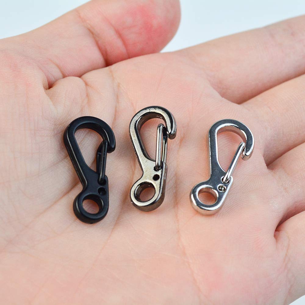 30 Pcs Mini SF Carabiner Clip Backpack Clasps Camping Hiking Spring Clip Hook Backpack Snap Clip Hook Light Metal Carabiner Clip Hook,(Black,Sliver,Gun Black) +5 Pcs Keyrings by mifengdaer