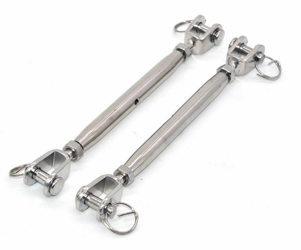 2 pcs 304 Stainless Steel European Style Closed Body M6 Jaw Turnbuckle with Working Magnetic