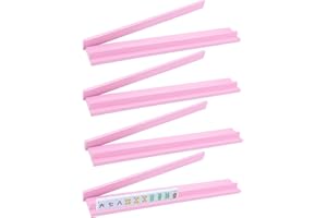 Leinuosen Wooden Mahjong Racks with Pushers 4 Set Magnet American Mahjong Tile Rack and Magnetically Attached Pushers Painted Tile Holders for Players Gift Family Game Night(Straight,Pink)