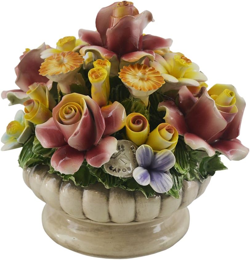Capodimonte Authentic Italian Multi Flower Blooming Bouquet Colorful Display