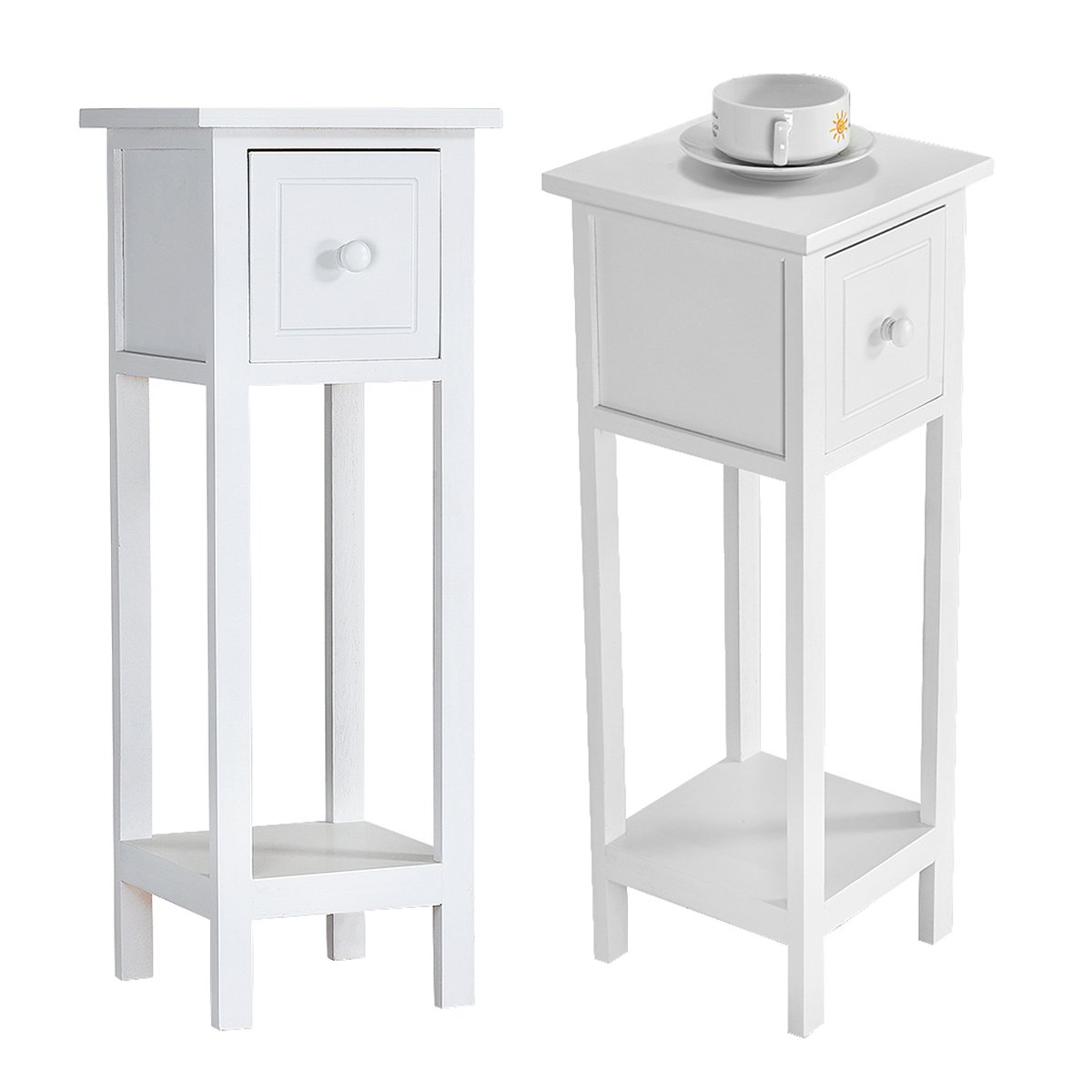 Pair Wooden White Slim Tall Bedside Side Buy Online In Israel At Desertcart